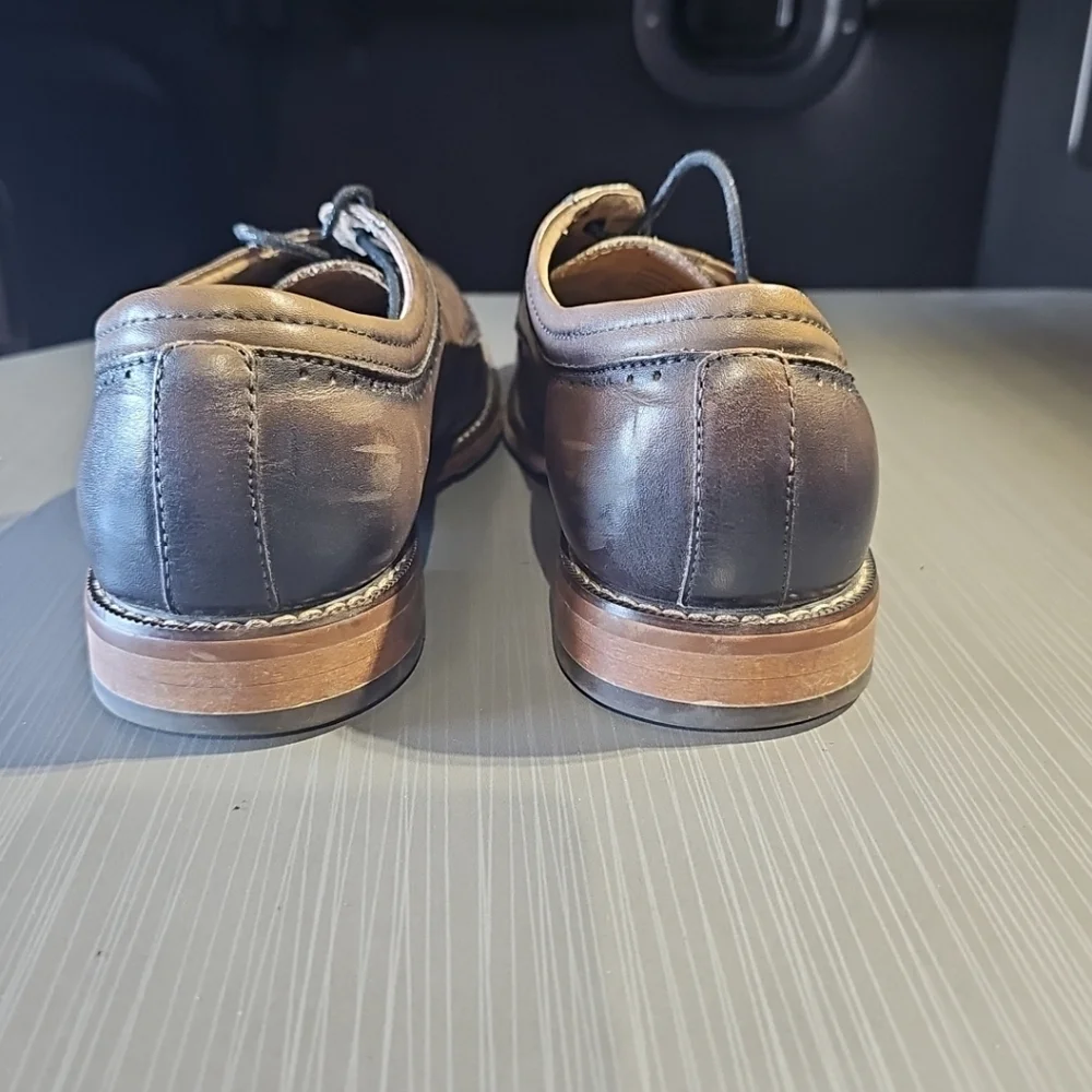 Stacy Adams Mens Balance Manmade Leather Oxford Shoes Size 9.5 Brown & Black EUC